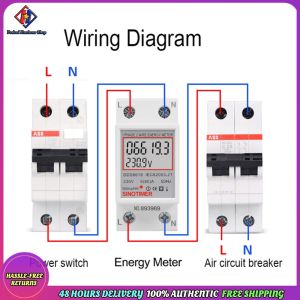 Vodool Digital Electric Energy Monitor Super Energy Saving Single Phase Energy Meter LCD Display 220V 230V 50 60Hz Indoor Installation