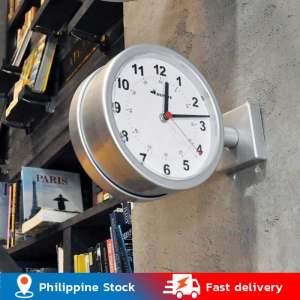💥Dream Best🔥 Double-sided Retro Wall Clock Round Metal Wall Clock Creative Corner Wall Clock Decoration 20.5*28.5cm