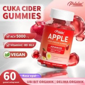 Pslalae Apple Cider Vinegar Gummies – Metabolism Boost Immune Health Gut Digestion Vitamins B9 B12 30/60/120 Count
