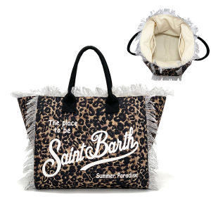 New large-capacity fringed canvas tote bag perfect for beach vacations as a handbag or for commuting