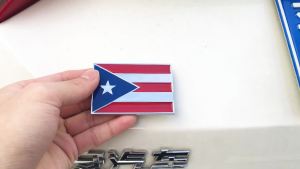 Dsycar 2 Pack Puerto Rico Emblems Embossed Chrome Metal Flag Auto Emblem for Car Decorations Accessories - Gifts 4 Free Puerto Rico Valve Stem Caps