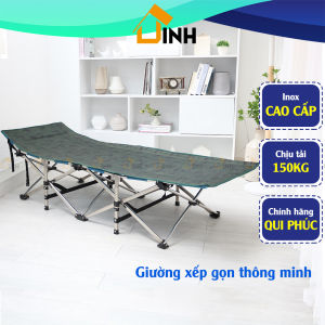 Giường gấp gọn Hidawa Qui Phúc khung inox Giường xếp thông minh du lịch