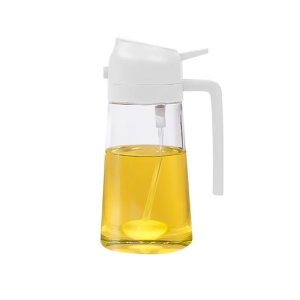 Dual-Function Oil Spray & Pourer Bottle – Glass Dispenser with Precision Pump & Drip-Free Spout