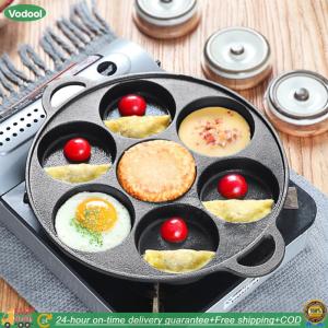 【24 hours Flash Delivery】7 Hole Breakfast Maker Cookware Cast Iron Non-Stick Omelet Pancake Breakfast Maker Household Kitchen Restaurant Cookware