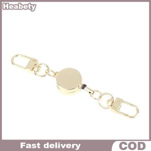 Heabety 21MM Anti-theft Metal Easy-to-pull Buckle Rope Retractable Key Holder Elastic Keychain Sporty Retractable Key Ring Nurse Parts