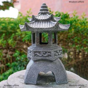 [COD] Wisdom-offere Solar Powered Zen Pagoda Lantern Chinese Garden Statue Palace Courtyard Decor Eco Resin Solar Lamp Outdoor Indoor Ornament