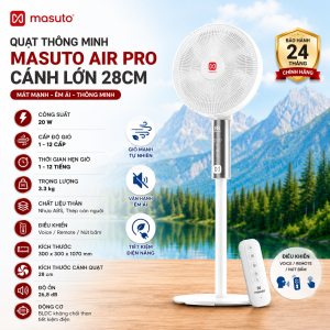 Quạt Đứng Thông Minh Masuto Air Pro Công Suất 20W Điều Khiển Từ Xa Gió Êm Tiết Kiệm Điện