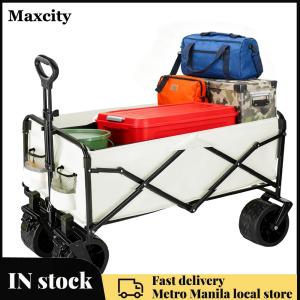 Folding Small Trailer Large Capacity Portable Camp Car Swivel Wheels Extended Picnic Trolley for Outdoor Camping Travel