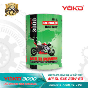 Dầu Nhớt Xe Máy Số Yoko 3000 20W50 SL-MA2 Lon Xanh Lá 800ml - Dầu Nhớt Chính Hãng