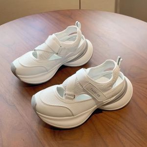 [Free Shipping] Thick-Soled Casual White Sneakers For Women Featuring A Hollow Design For Breathability A 2026 Summer New Style Suitable For Outdoor Wear Running And Sports