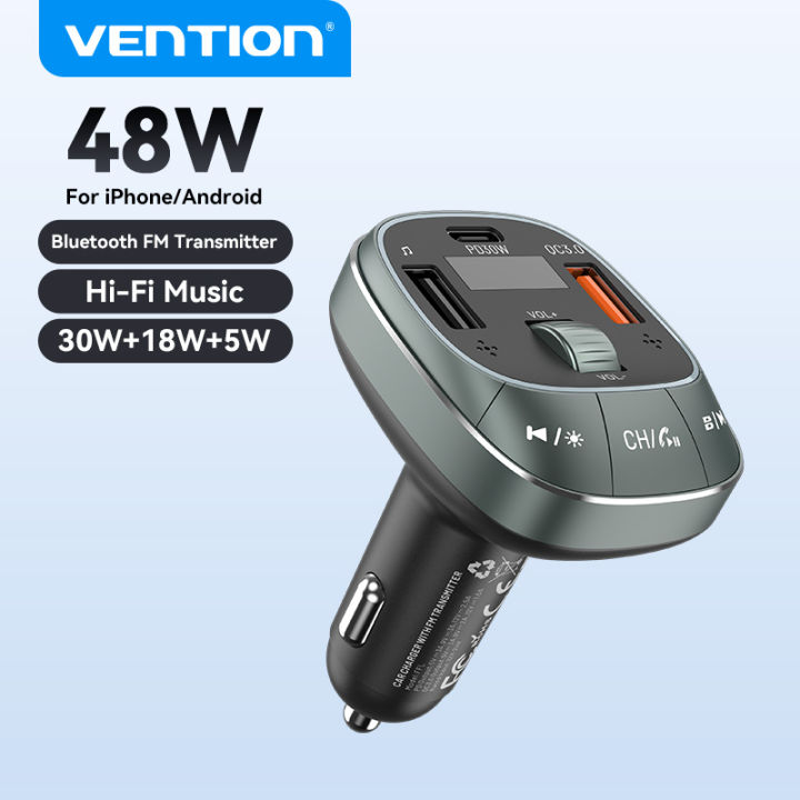 Vention Bluetooth Car Charger 48W Fast Charging Port QC