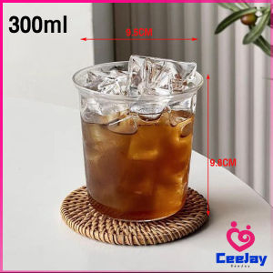 CeeJay ถ้วยแก้วใส่เครื่องดื่ม ขนาด 300ML 400ML สําหรับใส่นม กาแฟ น้ําผลไม้ glass coffee mug