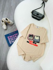 Áo thun Cotton Thái nữ dáng vừa phối hình nổi ( Mã CĐ )