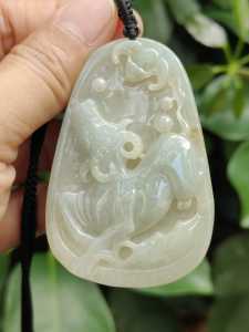 Buffalo & Bat Duo Pendants – Five Elements Balance Certified Type A Jadeite Hand-Refinished (Sku: pendant405 / pendant406)