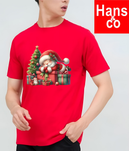 Kaos Pria Model Terkini Trending Motif 3D Bahan katun 24s Santa Pohon H0500