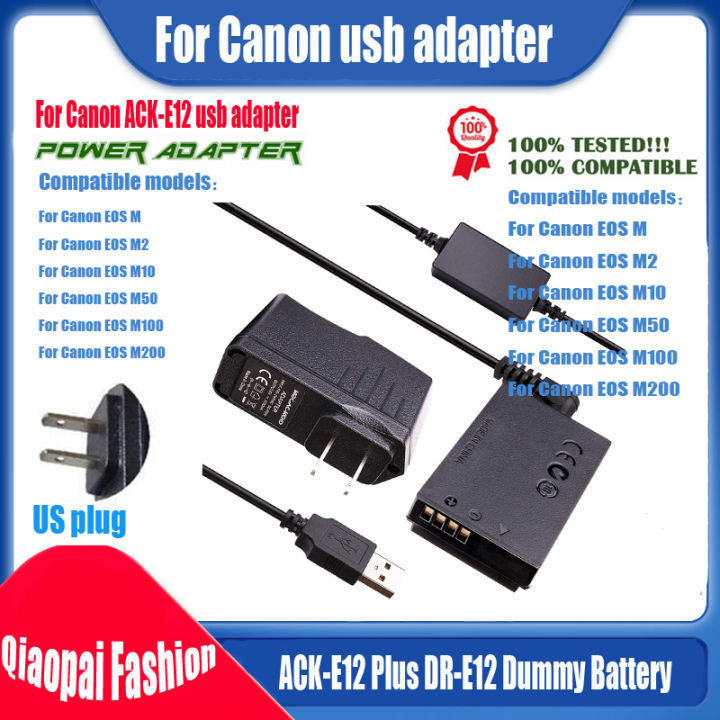 Raeisusp Canon EOS M Series Power Kit - USB Drive Cable + Dummy Battery + Charger
