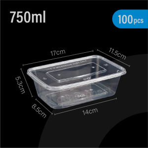 Disposable Rectangular Plastic Container Food tub with lid Microwavable (50/100/300pc)