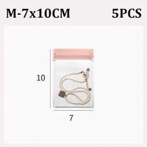 MAYIT 5Pcs Self Sealing Jewelry Zip Lock Bags Waterproof Transparent Jewelry Pouch Multifunctional Frosted Earring Ring Necklace Organizer