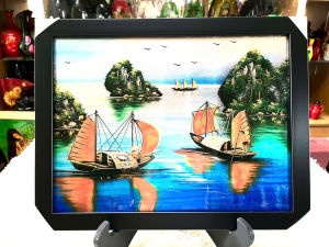 Tranh sơn mài - ĐỒNG QUÊ VIỆT NAM - Nền dát vàng / bạc size 30x40 cm