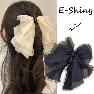 กิ๊บติดผมรูปหางม้าสูงสำหรับผู้หญิงคลิปหนีบกล้วยแบบโบว์ผ้าชีฟองย้อนยุคของผู้หญิงหนีบผมหางม้าทรงสูงแผ่นแปะผมแบบเครื่องประดับศีรษะแฟชั่น