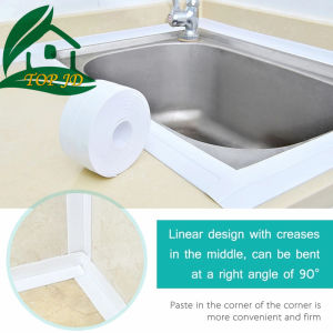 Length210CMXwidth38CM Self-adhesive Kitchen Moisture-proof Anti-mold Caulking Tape Strip Bathroom Shower Sink Sealing Plain color 1roll PVC Bath Wall Sealing Strip Waterproof Self Adhesive tape Kitchen Sink Basin Edge Sealing tape