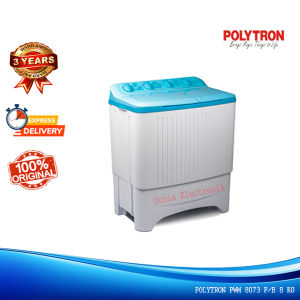 POLYTRON Mesin Cuci 2 Tabung 8 KG PWM 8073 Cuci Pengering Anti Kusut