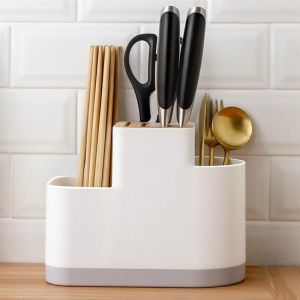 Tempat Pisau Sendok Garpu Alat Dapur Utensil Storage Warna Putih