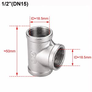 MARBLEX 304 Stainless Steel Pipe Fitting 1/8" 1/4" 3/8" 1/2" 3/4" 1" BSP Female Thread Pipe Tee Adapter Durable Three-Way Steel Plumbing Tee
