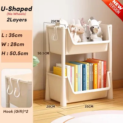 DecorX Multi Layer Trolley Cart Organizer Storage Rack Stroller Storage Shelf Rack Kitchen Floor Bedroom Multi-Level Baby Snacks Mobile Bathroom Bathroom Storage Rack