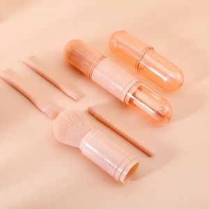 M383  แปรงแต่งหน้า 4 in 1 ในด้ามเดียว สีชมพู ขนนุ่ม พกพาง่ายใช้สะดวก