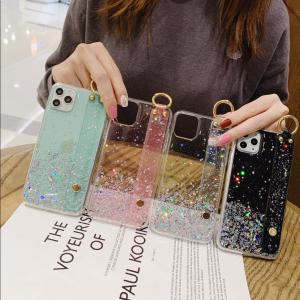 Crashstar Sequin Sao Rõ Ràng Mềm vỏ điện thoại Với dây đeo cổ tay cho iphone 15 14 13 12 11 Pro Max Mini XS Max XR X 8 7 6S 6 Plus + SE 2020 Trong Suốt ốp điện thoại silicon Với dây đeo tay đế dạng nhẫn Chủ Thời Trang Chống Sốc ốp điện thoại