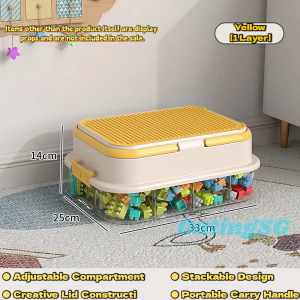 OutingSG® 1/2/3Tier Stackable Building Block Storage Box for Kids | Small Toy Organizer with Lid | Transparent Container