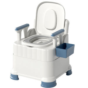 Bồn cầu di động toilet khử mùi dành cho người già có tay vịn tựa lưng nhựa ABS siêu bền