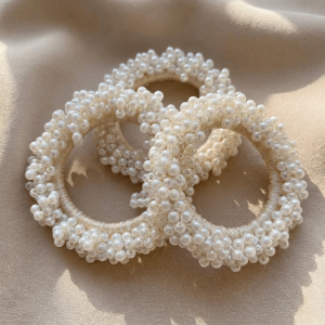 PHANT Sweet Faux Pearl Hair Ties Beaded Hand-Woven Ponytail Holders New Bracelet Elastic Hair Rope Daily