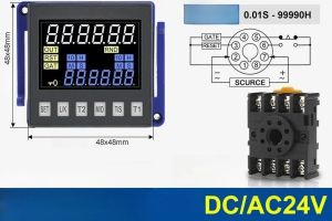 Digital LED Programmable Timer Relay Switch DH48S-S/YH-5T 0.1S-99H AC/DC 24V 220V Repeat Cycle Timer