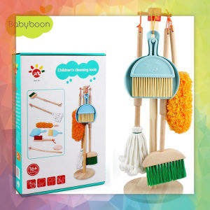 Wooden Pretend Play Cleaning Toy Set Kids Mini Broom Dustpan Mop