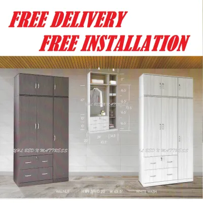 YHL Mike 3 Doors Wardrobe With Top