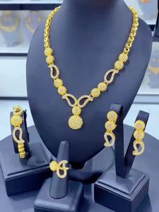 [ Premium Selection ]24k jewelry set Necklace Earrings Bracelet Ring Hot Sale Indian Bride Jewelry Set Factory Direct Sale