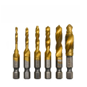 Purrhappy 6 Pcs Metric Thread M3 To M10 Titanium Coated Hss Drill And Tap Bits 1/4 Hex Shank Screw Tapping Tool Set