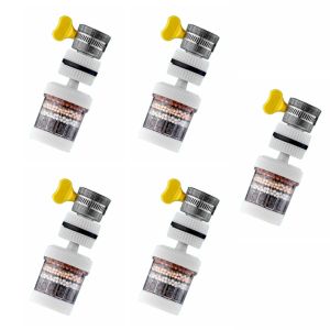 LIANG 5Pcs แผ่นกรอง6ชั้น ตัวกรองก๊อกน้ำ สากลสากลสากล หมุนได้360องศา ตัวขยายก๊อกน้ำห้องครัว ทนทานต่อการใช้งาน ยืดหยุ่นได้ เครื่องกรองน้ำแบบกรอง เครื่องมืออ่างล้างจานในครัว