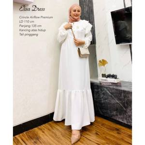 Gamis Crincle Wanita Baju Muslim Terbaru Maxy Dress Crinkle Polos Elisa Long Dress Kekinian
