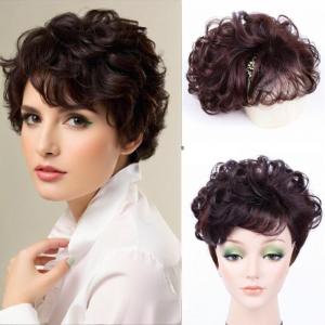 Wig middle-aged and elderly women fluffy seamless curly hair reissue block