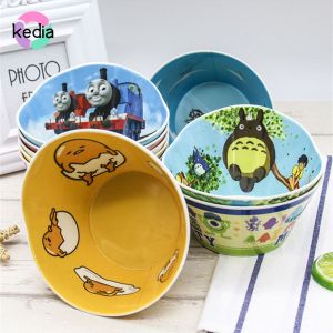 Kedia การ์ตูนใหม่ ชาม พร้อมหูจับ ชาม เมลามีน ป้องกันการตก ชามซุปร้อนหลายรูปแบบเป็นที่รักของทารก lingqian