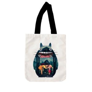 Totebag Kanvas Tote Bag Kombinasi Print DTF Motif Ghibli Studio | Devva.id