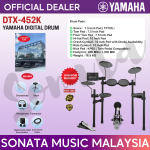 YAMAHA MUSIC ORIGINAL QUALITY DTX-452K DIGITAL DRUM SET KIT HOME PRACTICE - PACKAGE D