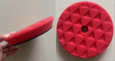 ฟองน้ำขัดสีรถ ลายสามเหลี่ยม แผ่นขัดสีโพลิช DA Polisher ใช้ขัดลบรอย ขัดเคลือบแว็กซ์ สติกเกอร์ติดเอง 5/6 นิ้ว