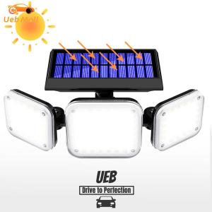 [UEB Mall] 112 LED Outdoor Super Bright LED IP65 Waterproof 3 Heads Flood Light with 3 Modes 300LM for Exterior Outside Garage House