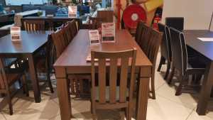 Dining Set /Meja makan 1+10 Solid Wooden /Cushion Chair Fabric
