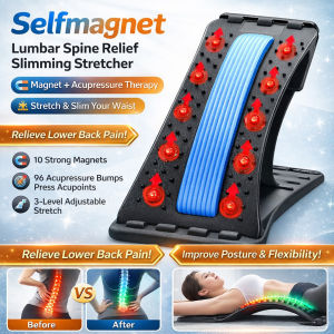 Adjustable Back Stretcher Lumbar Support Yoga Stretching Aid Spine Alignment & Pain Relief Portable Posture Corrector for Home/Office/Gym Use
