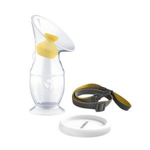 Cốc hứng sữa Medela Silicone Breast Milk Collector 100ml có nút bịt đế hút và dây buộc